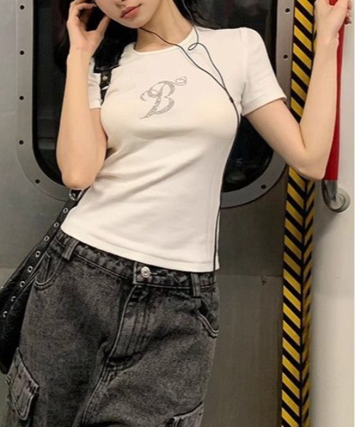 セール】WEGO/ラメストーンエンジェルTシャツ（Tシャツ