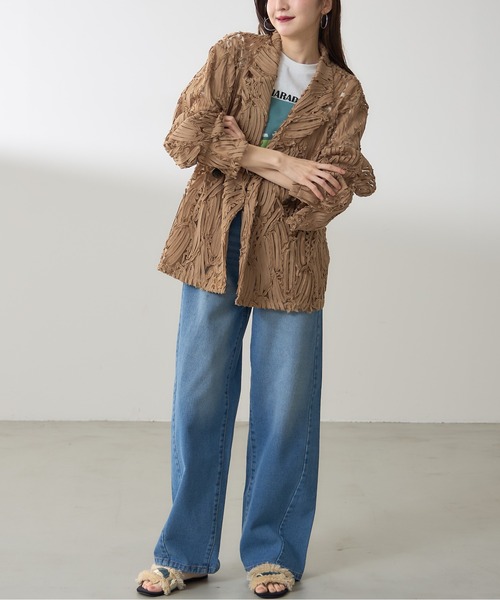 &. NOSTALGIA（アンドドットノスタルジア）の「【ZOZO限定】コードレースダブルジャケット（テーラードジャケット・レディース・ベージュ/アイボリー・M）」の19枚目の写真