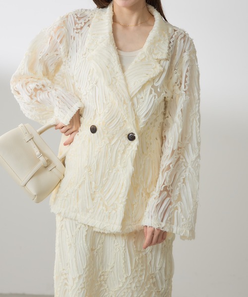 &. NOSTALGIA（アンドドットノスタルジア）の「【ZOZO限定】コードレースダブルジャケット（テーラードジャケット・レディース・ベージュ/アイボリー・M）」の12枚目の写真