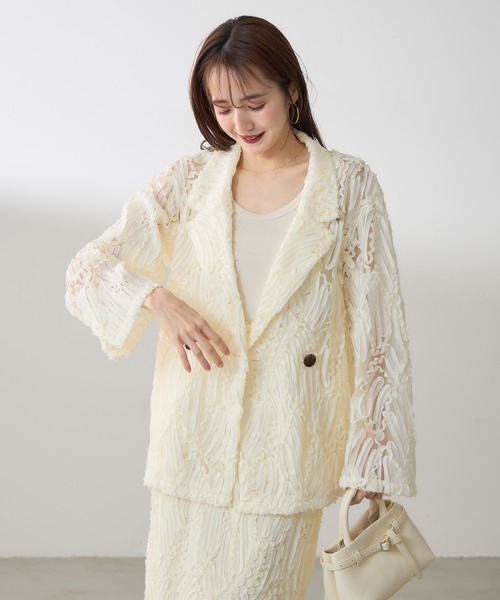 &. NOSTALGIA（アンドドットノスタルジア）の「【ZOZO限定】コードレースダブルジャケット（テーラードジャケット・レディース・ベージュ/アイボリー・M）」の4枚目の写真