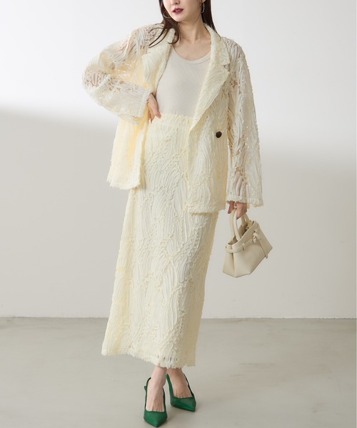 &. NOSTALGIA（アンドドットノスタルジア）の「【ZOZO限定】コードレースダブルジャケット（テーラードジャケット・レディース・ベージュ/アイボリー・M）」の5枚目の写真