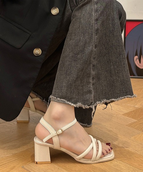 Lace Ladies(レースレディース)の「チューブ クロス ストラップ ヒール サンダル(サンダル・レディース・アイボリー/ブラック・24cm/24.5cm/25cm/22.5cm/23cm/23.5cm)」の3枚目の写真