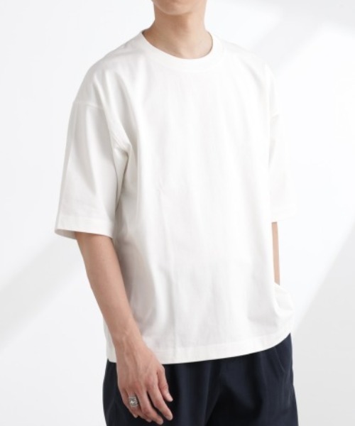 NANO universe（ナノユニバース）の「ヘビーウェイトワイドTシャツ 半袖（Tシャツ/カットソー・メンズ・ブルーグレー/ホワイト/チャコール・S/M/L/XL）」の2枚目の写真