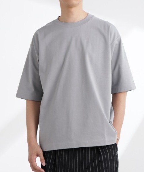 NANO universe（ナノユニバース）の「ヘビーウェイトワイドTシャツ 半袖（Tシャツ/カットソー・メンズ・ブルーグレー/ホワイト/チャコール・S/M/L/XL）」の3枚目の写真