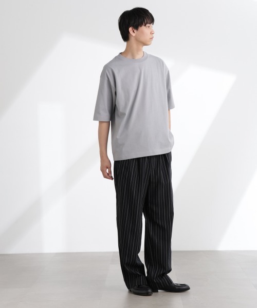 NANO universe（ナノユニバース）の「ヘビーウェイトワイドTシャツ 半袖（Tシャツ/カットソー・メンズ・ブルーグレー/ホワイト/チャコール・S/M/L/XL）」の7枚目の写真