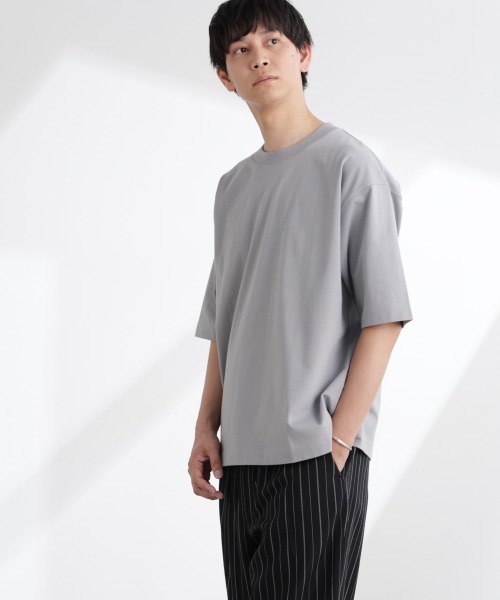 NANO universe（ナノユニバース）の「ヘビーウェイトワイドTシャツ 半袖（Tシャツ/カットソー・メンズ・ブルーグレー/ホワイト/チャコール・S/M/L/XL）」の5枚目の写真