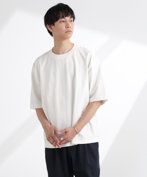 NANO universe（ナノユニバース）の「ヘビーウェイトワイドTシャツ 半袖（Tシャツ/カットソー・メンズ・ブルーグレー/ホワイト/チャコール・S/M/L/XL）」の12枚目の写真