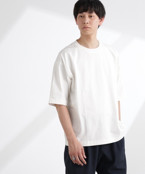 NANO universe（ナノユニバース）の「ヘビーウェイトワイドTシャツ 半袖（Tシャツ/カットソー・メンズ・ブルーグレー/ホワイト/チャコール・S/M/L/XL）」の11枚目の写真