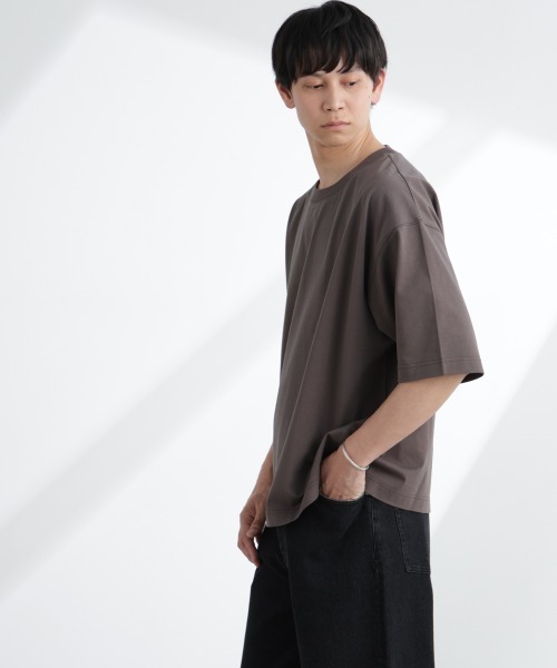 NANO universe（ナノユニバース）の「ヘビーウェイトワイドTシャツ 半袖（Tシャツ/カットソー・メンズ・ブルーグレー/ホワイト/チャコール・S/M/L/XL）」の19枚目の写真