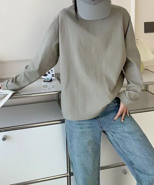 DECADE CLASSIC(ディケイド クラシック)の「【DECADE CLASSIC】シンプルフィットトップス(Tシャツ/カットソー・レディース・グレー/ダークグレー/ライトベージュ/ホワイト/ベージュ・FREE)」の2枚目の写真
