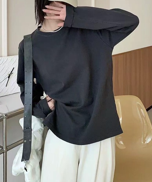 DECADE CLASSIC(ディケイド クラシック)の「【DECADE CLASSIC】シンプルフィットトップス(Tシャツ/カットソー・レディース・グレー/ダークグレー/ライトベージュ/ホワイト/ベージュ・FREE)」の10枚目の写真