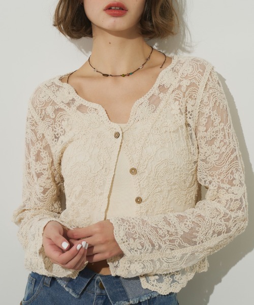 31000円　吐息漏れる圧倒品格　シアー 刺繍入り シースルーカーディガン 31000円 吐息漏れる圧倒品格 シアー 刺繍入り シースルー