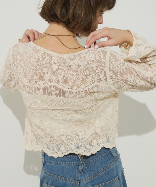 Unitage（ユニテージ）の「総刺繍シアーカーディガン（カーディガン/ボレロ・レディース・アイボリー/ベージュ・FREE）」の6枚目の写真