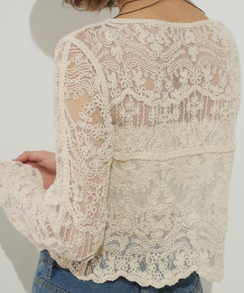 Unitage（ユニテージ）の「総刺繍シアーカーディガン（カーディガン/ボレロ・レディース・アイボリー/ベージュ・FREE）」の7枚目の写真