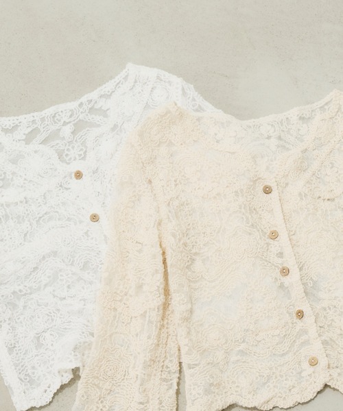 Unitage（ユニテージ）の「総刺繍シアーカーディガン（カーディガン/ボレロ・レディース・アイボリー/ベージュ・FREE）」の13枚目の写真