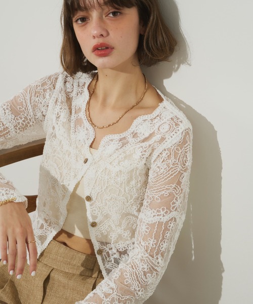 総刺繍シアーカーディガン（カーディガン/ボレロ）｜Unitage