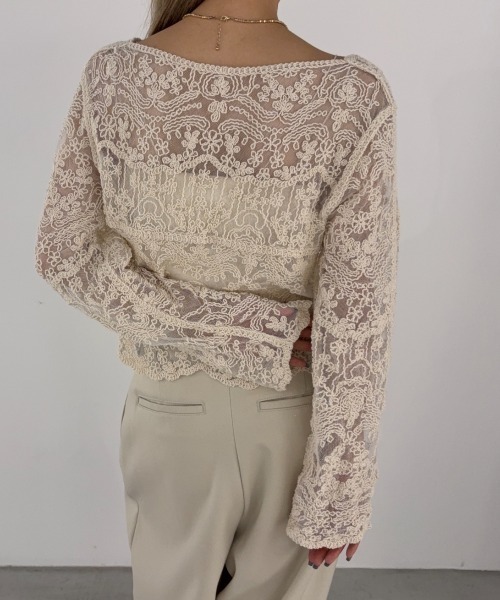 Unitage（ユニテージ）の「総刺繍シアーカーディガン（カーディガン/ボレロ・レディース・アイボリー/ベージュ・FREE）」の17枚目の写真
