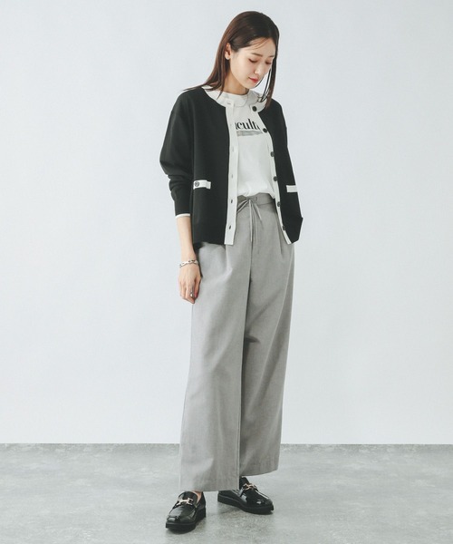 GLOBAL WORK（グローバルワーク）の「スッキレイさらさらクルーカーディガン長袖/288077（カーディガン/ボレロ・レディース・レッド/ブラック×ホワイト/ネイビー×ホワイト/ホワイト×ブラック・LARGE/MEDIUM）」の17枚目の写真