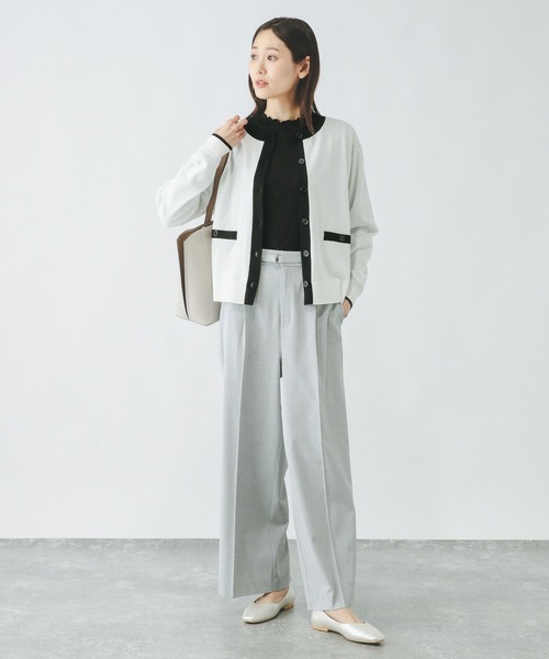 GLOBAL WORK（グローバルワーク）の「スッキレイさらさらクルーカーディガン長袖/288077（カーディガン/ボレロ・レディース・レッド/ブラック×ホワイト/ネイビー×ホワイト/ホワイト×ブラック・LARGE/MEDIUM）」の12枚目の写真