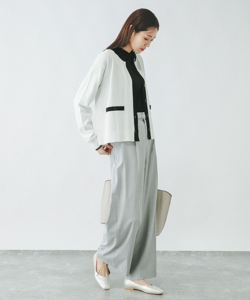 GLOBAL WORK（グローバルワーク）の「スッキレイさらさらクルーカーディガン長袖/288077（カーディガン/ボレロ・レディース・レッド/ブラック×ホワイト/ネイビー×ホワイト/ホワイト×ブラック・LARGE/MEDIUM）」の13枚目の写真