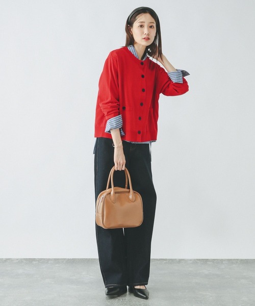 GLOBAL WORK（グローバルワーク）の「スッキレイさらさらクルーカーディガン長袖/288077（カーディガン/ボレロ・レディース・レッド/ブラック×ホワイト/ネイビー×ホワイト/ホワイト×ブラック・LARGE/MEDIUM）」の21枚目の写真