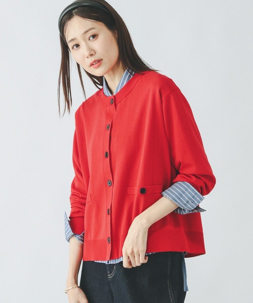 GLOBAL WORK（グローバルワーク）の「スッキレイさらさらクルーカーディガン長袖/288077（カーディガン/ボレロ・レディース・レッド/ブラック×ホワイト/ネイビー×ホワイト/ホワイト×ブラック・LARGE/MEDIUM）」の22枚目の写真