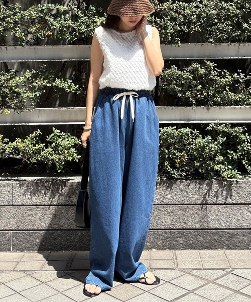 ISOOK（アイスー）の「【ISOOK / アイスー】前後2wayフリンジベスト / ノースリーブ カットジャガード オーガンジー シアー Vネック クルーネック チュニック ロング丈 ホワイト ブラック 白 黒 ZOZOTOWN限定（タンクトップ・レディース・アイボリー/ブラック・FREE）」の17枚目の写真