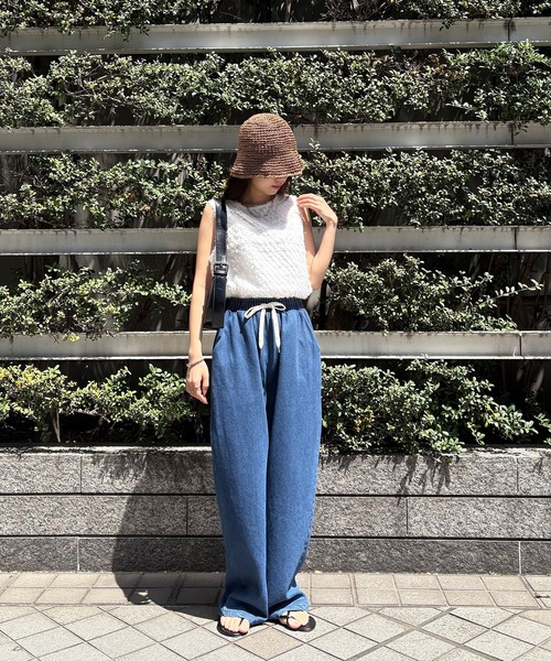 ISOOK（アイスー）の「【ISOOK / アイスー】前後2wayフリンジベスト / ノースリーブ カットジャガード オーガンジー シアー Vネック クルーネック チュニック ロング丈 ホワイト ブラック 白 黒 ZOZOTOWN限定（タンクトップ・レディース・アイボリー/ブラック・FREE）」の15枚目の写真