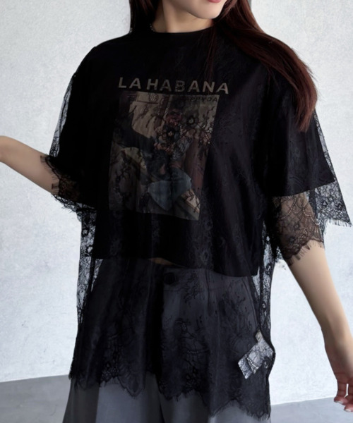 Good Riddance(グッドリダンス)の「【Good Riddance】シアーレース 半袖Tシャツ(その他トップス・レディース・オフホワイト/ブラック・FREE)」の2枚目の写真