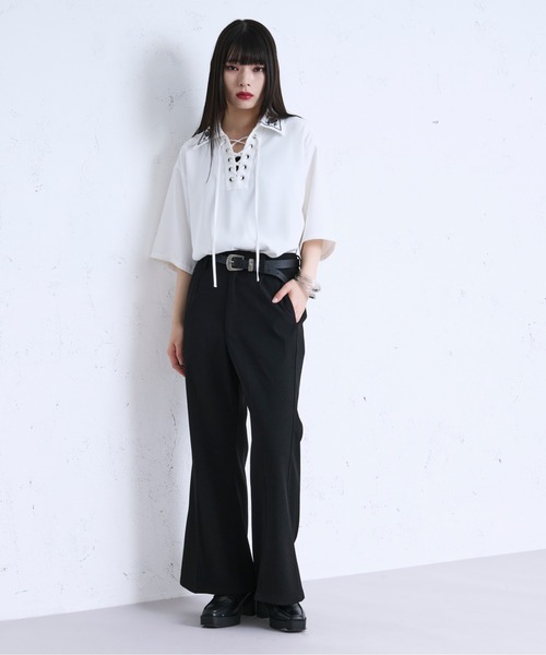 Ellno Loset(エルノロゼット)の「センタークリースフレアパンツ(その他パンツ・メンズ・ブルーグリーン/ブラック/アイボリー・SMALL/X-SMALL/LARGE/MEDIUM)」の17枚目の写真