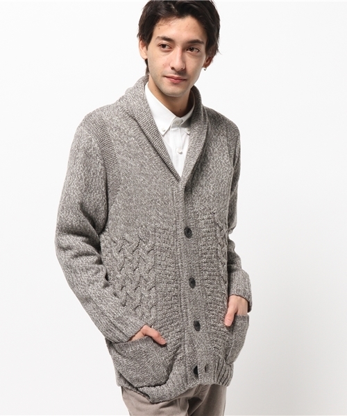 ikka（イッカ）の「切り替えショールカラーカーディガン（カーディガン/ボレロ・メンズ・ネイビー/スモークグレー/ダークブラウン・LARGE/MEDIUM/X-LARGE）」の2枚目の写真