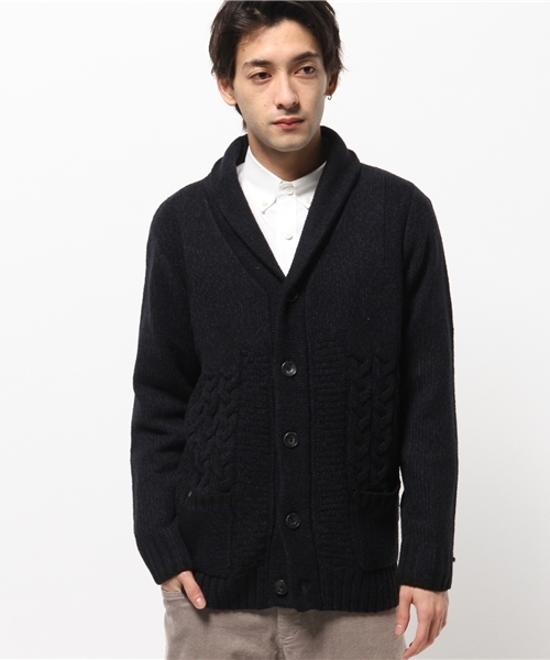 ikka（イッカ）の「切り替えショールカラーカーディガン（カーディガン/ボレロ・メンズ・ネイビー/スモークグレー/ダークブラウン・LARGE/MEDIUM/X-LARGE）」の3枚目の写真