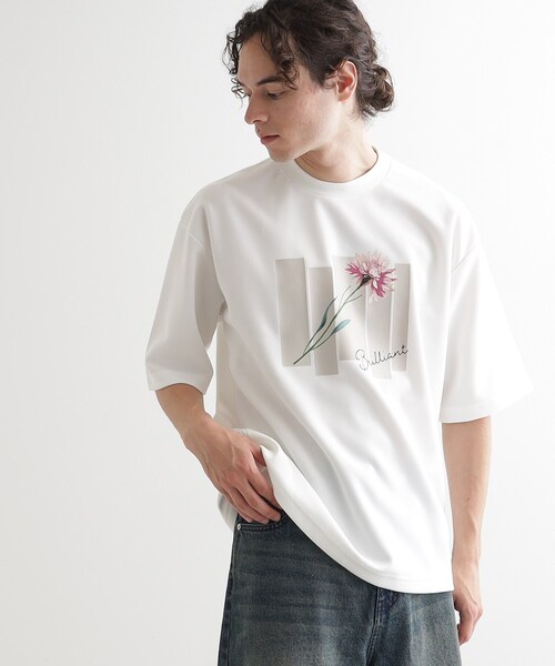 tk.TAKEO KIKUCHI（ティーケータケオキクチ）の「ピースカットフラワープルオーバー（Tシャツ/カットソー・メンズ・ナチュラル/ホワイト/ブラック・04/03/02）」の2枚目の写真