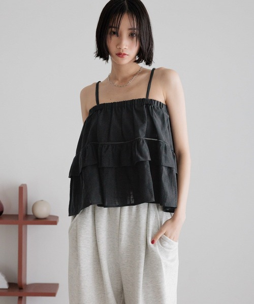 LOWRYS FARM(ローリーズファーム)の「2WAYコットンレースキャミ 493588(キャミソール・レディース・ホワイト/ブラック・FREE)」の6枚目の写真