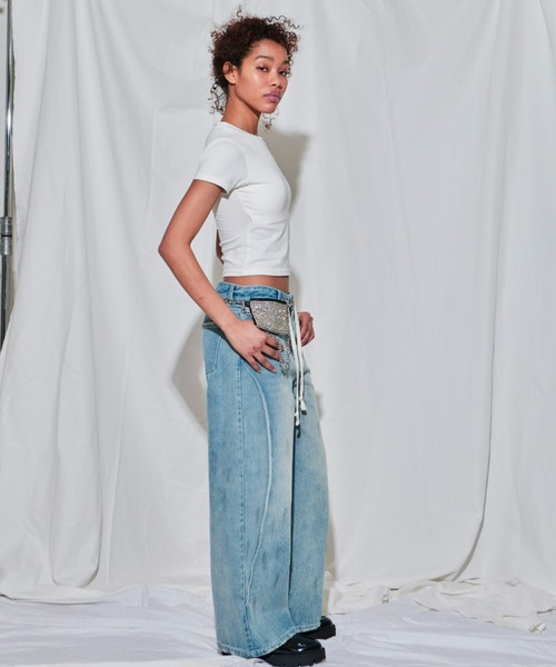 FIG&VIPER(フィグアンドバイパー)の「アクティブルーズデニムPT(デニムパンツ・レディース・ライトブルー・FREE)」の4枚目の写真