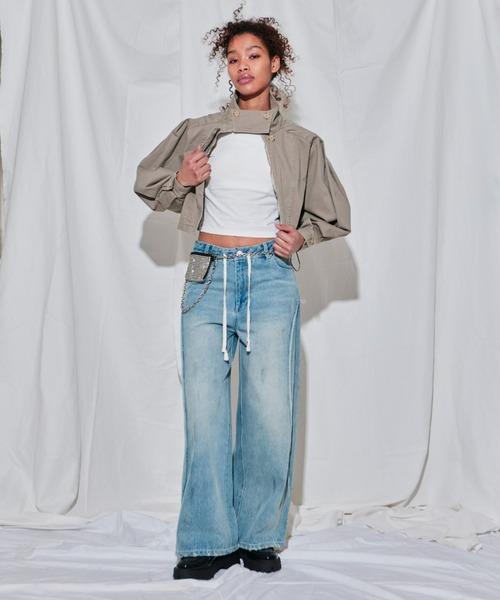 FIG&VIPER(フィグアンドバイパー)の「アクティブルーズデニムPT(デニムパンツ・レディース・ライトブルー・FREE)」の3枚目の写真