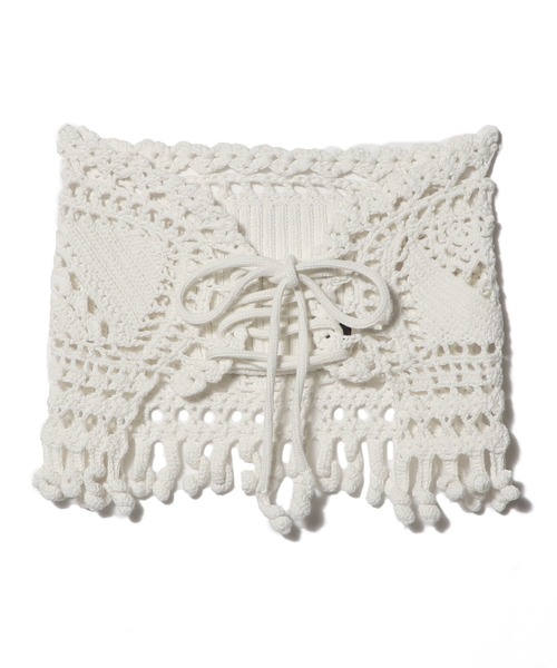 boussole（ブソル）の「BOUSSOLE / クロシェ ベルト《ESTNATION EXCLUSIVE》（ニット/セーター・レディース・オフホワイト/ブラック・FREE）」の2枚目の写真