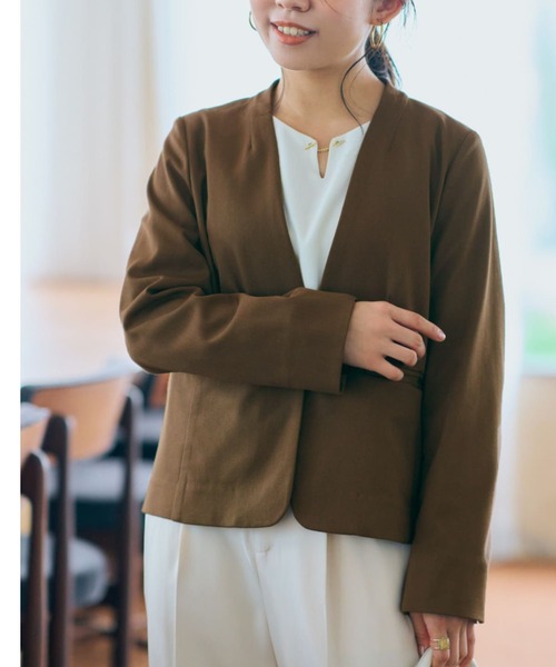 cohina ノーカラージャケット 新品未使用COHINAリネンライクノーカラー