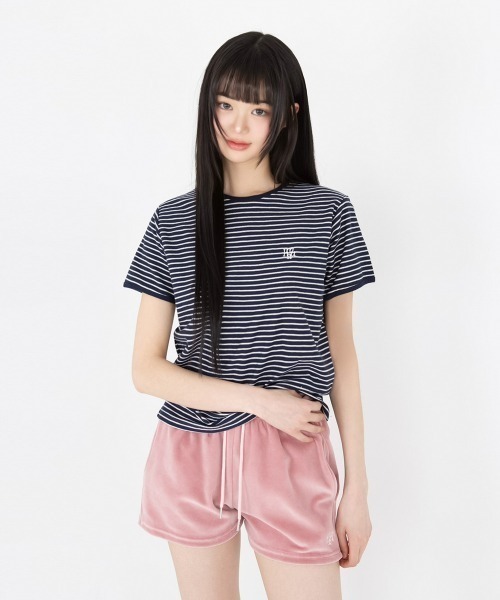 muahmuah(ムーアムーア)の「A'GEM/9 × .kom 『muah muah/ムーアムーア』VELOUR TRAINING SHORTS/ベロアトレーニングショーツ(スウェットパンツ・レディース・ベージュ/ピンク/グレー/ブラック・FREE)」の13枚目の写真