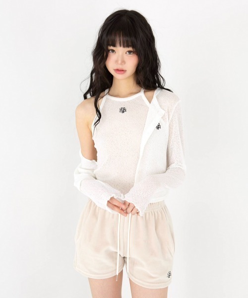 muahmuah(ムーアムーア)の「A'GEM/9 × .kom 『muah muah/ムーアムーア』VELOUR TRAINING SHORTS/ベロアトレーニングショーツ(スウェットパンツ・レディース・ベージュ/ピンク/グレー/ブラック・FREE)」の9枚目の写真