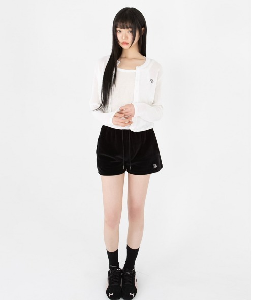 muahmuah(ムーアムーア)の「A'GEM/9 × .kom 『muah muah/ムーアムーア』VELOUR TRAINING SHORTS/ベロアトレーニングショーツ(スウェットパンツ・レディース・ベージュ/ピンク/グレー/ブラック・FREE)」の11枚目の写真