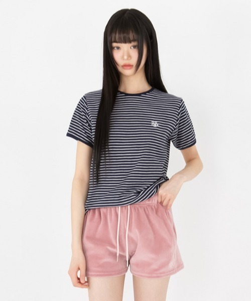 muahmuah(ムーアムーア)の「A'GEM/9 × .kom 『muah muah/ムーアムーア』VELOUR TRAINING SHORTS/ベロアトレーニングショーツ(スウェットパンツ・レディース・ベージュ/ピンク/グレー/ブラック・FREE)」の10枚目の写真