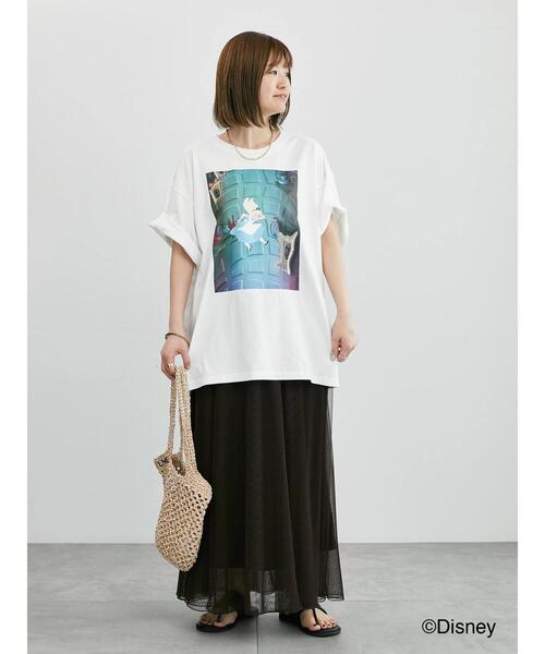 Lugnoncure(ルノンキュール)の「【Disney】ふしぎの国のアリス/プリントTシャツ2(Tシャツ/カットソー・レディース・チャコールグレー/オフホワイト・F)」の4枚目の写真
