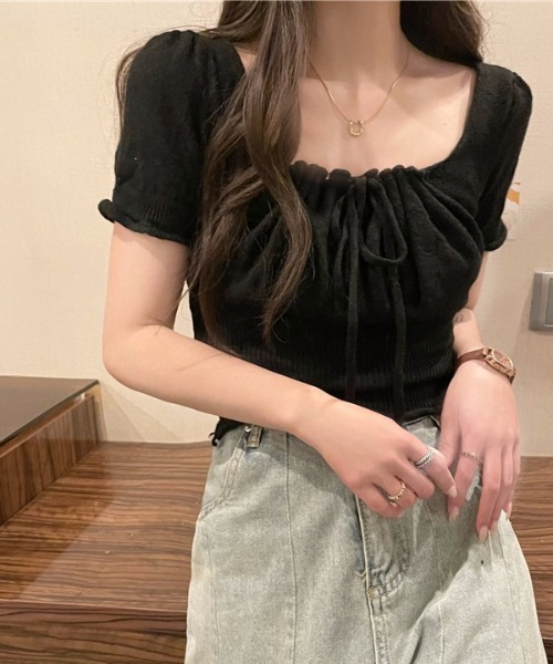 aremoi(アレモイ)の「【aremoi / アレモイ】ギャザーニットトップス(ニット/セーター・レディース・ベージュ/ブラック/グレー・FREE)」の12枚目の写真
