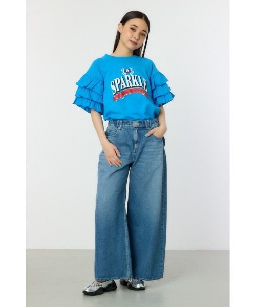 RODEO CROWNS WIDE BOWL（ロデオクラウンズワイドボウル）の「SPARKLE フリルトップス（Tシャツ/カットソー・レディース・オフホワイト/ライトブラック/ブルー・FREE）」の7枚目の写真