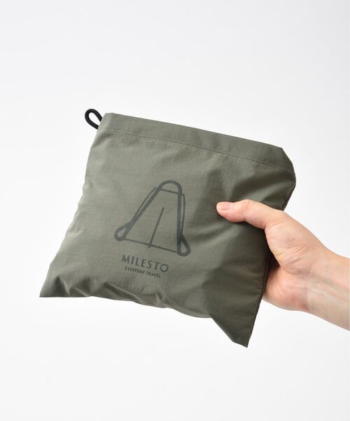 TRAVEL SHOP MILESTO(トラベルショップミレスト)の「MILESTO UTILITY パッカブル2WAYリュック(バックパック/リュック・メンズ・カーキ/キャメル/ブラック・フリ-)」の18枚目の写真