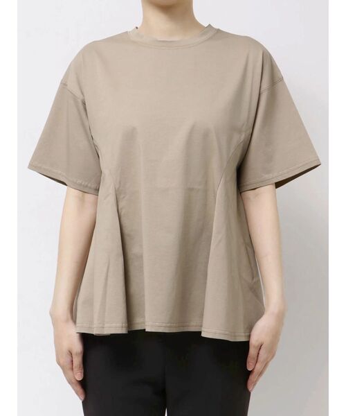 TONAL（トーナル）の「ペプラムフレアデザインTシャツ（Tシャツ/カットソー・レディース・ブラック/オフホワイト/ベージュ・MEDIUM）」の5枚目の写真