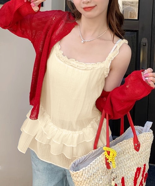 aimoha（アイモハ）の「フリルティアードキャミソール (SS)（キャミソール・レディース・ブラック/ホワイト/ベージュ/ライトパープル・FREE）」の13枚目の写真