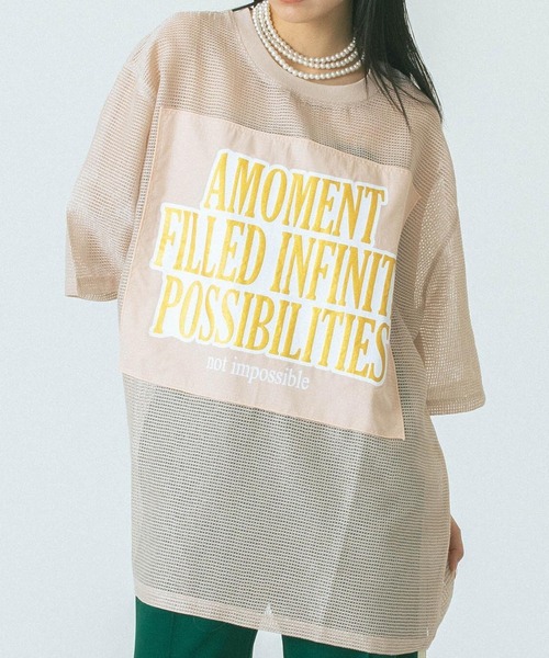 OKIRAKU（オキラク）の「(OKIRAKU x ROSE BUD)MESH METARIC PRINT TOP（Tシャツ/カットソー・レディース・ブラック/ベージュ・ONE SIZE）」の2枚目の写真