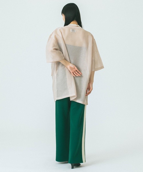 セール】(OKIRAKU x ROSE BUD)MESH METARIC PRINT TOP（Tシャツ